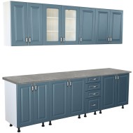 Bucatarie Zebra 260 cm din MDF Albastru cu blat termoizolant gri Bucatarie Zebra 260 cm din MDF Albastru cu blat termoizolant gri